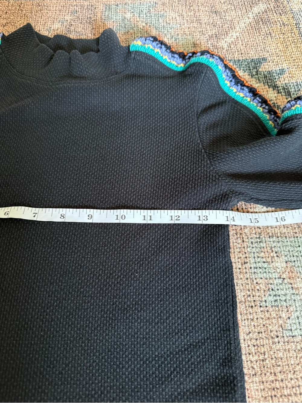 Free People Switch It Up Thermal Top S Black Waffle Hippie Crochet Warm Cozy - Picture 6 of 6